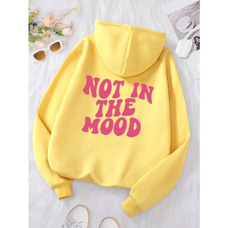 Not In The Mood Personality Letter Male Hoody Fashion S-XXL Autumn Sweatshirt High Quality Hooded Simple Casual Sportswear