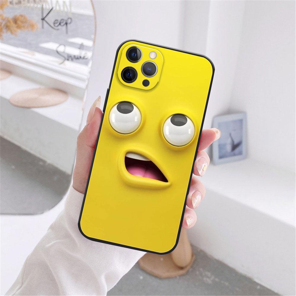 

Чехол для телефона с забавным лицом для iPhone 11 12 13 Pro Max X XR XS MAX X 8 7 Plus 13Mini, роскошный черный мягкий силиконовый бампер, задняя крышка iPhone 13Pro Max