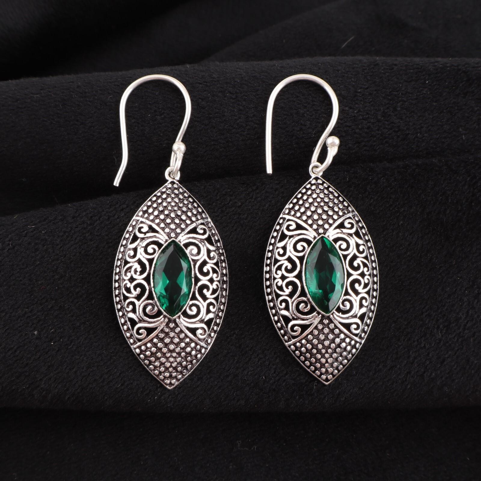 

Chrome Diopside Gemstone 925 Sterling Silver Jewelry Drop/Dangle Earrings 2.15 CE-20-14