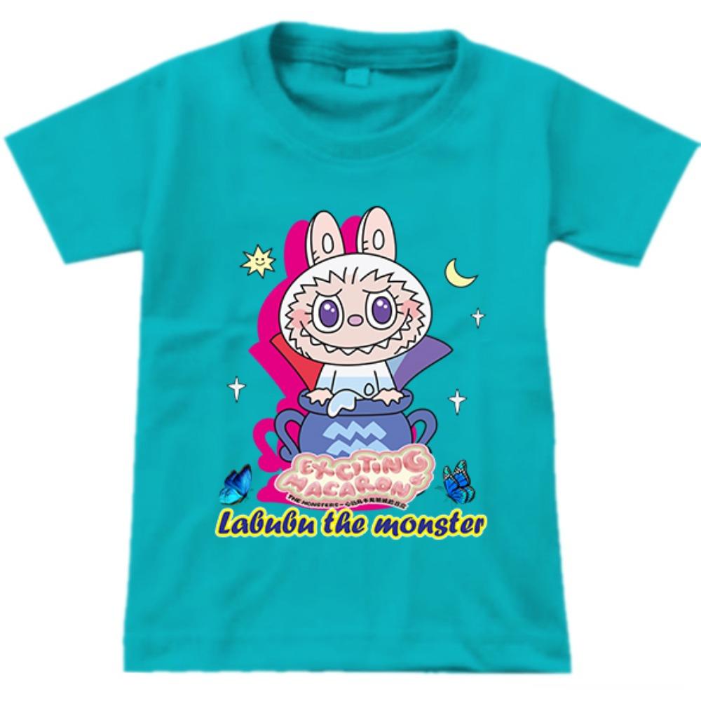 

2025 New Labubu Printed Children s T-shirt Shiny Labubu Girls Round Neck Short Sleeve Fashion Versatile Clothing 110