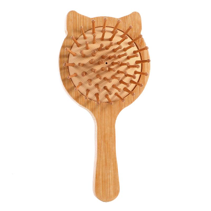 

2-In-1 Cat-Shaped Comb And Makeup Mirror Multi-Functional Meridian-Massaging Household Wooden Airbag Comb светло-желтого