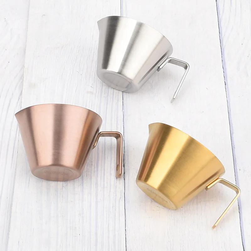 Coffee Extraction Cup Stainless Steel Measuring Cup with Scale Thickened Milk Jug with Handle Home Measurement Cafe Accessories