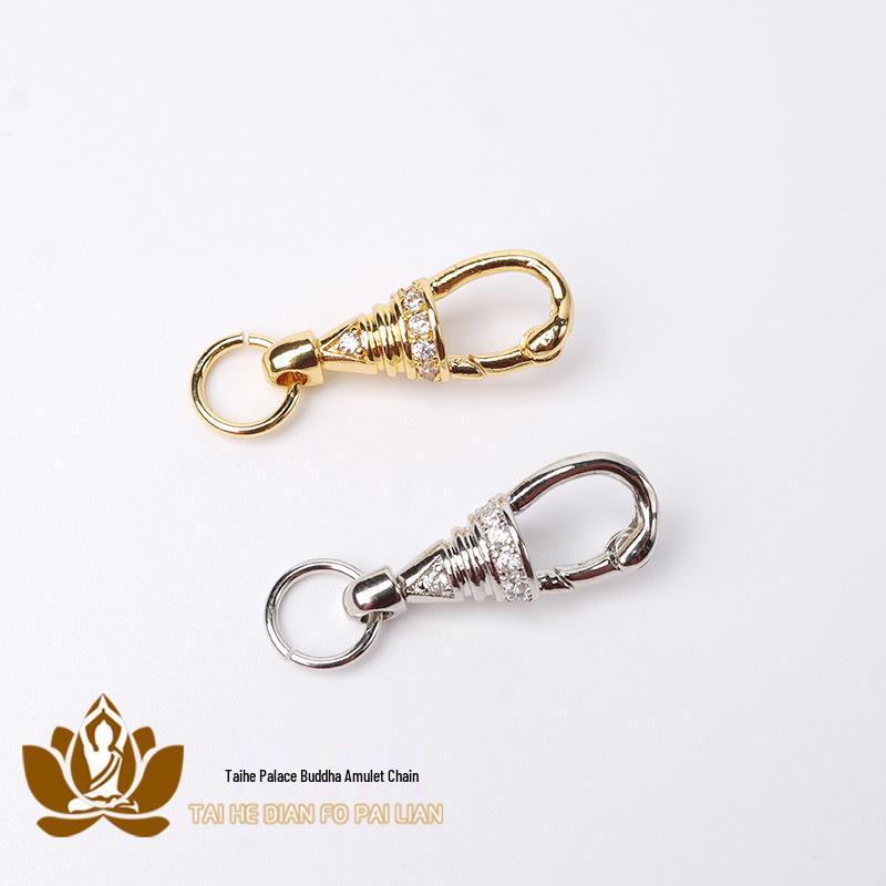 18K Gold-Plated Thai Buddha Amulet Necklace with Rotating Eagle Hook