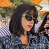 Cat Eye Sunglasses Women Oval Frame UV400 Protection Gold Letter Temples