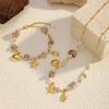 SA Jewelry Fashion Jewelry Set for Women Starfish Shell Pendant Beaded Necklace Bracelet 18K Gold Plated Boho Gift
