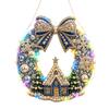 Funkelndes Edelstein Bastelset DIY Acryl Weihnachten Kunstperlen Aufhänge-Set, Beleuchteter Kranz 3D Perlen-Sets für Erwachsene Set mit LED-Lichterkette