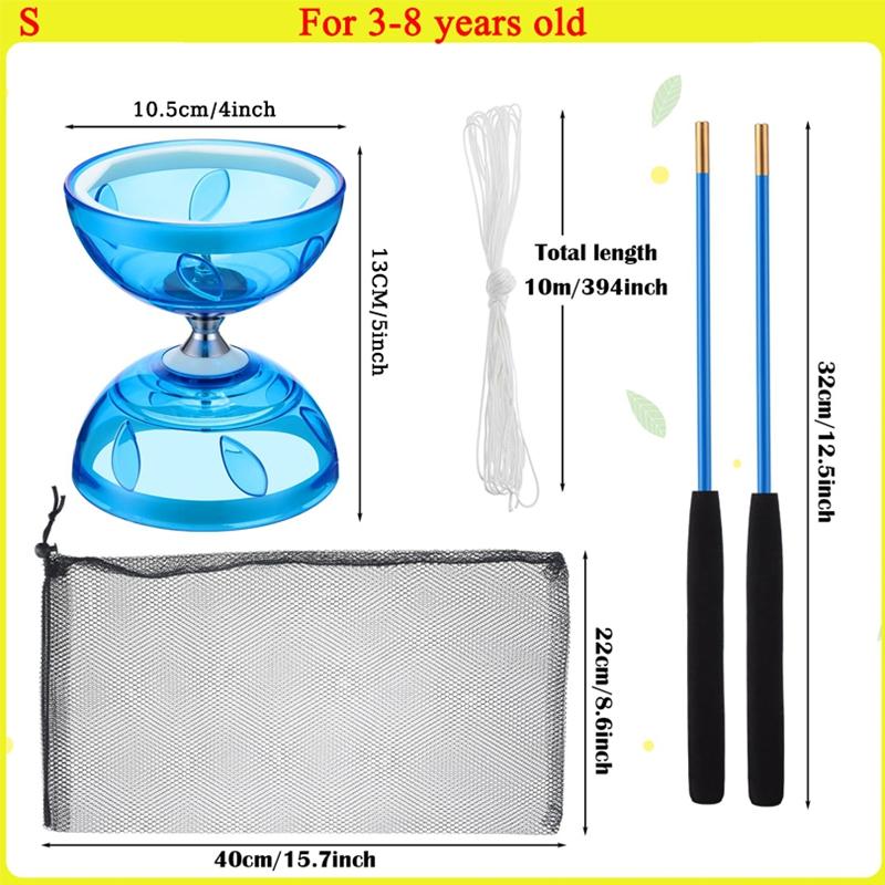 Chinese Diabolo with Triple Bearings, 3-Bearing Diabolo Green Chinese Yo-Yo Professional Circus Spinning Toy with Hand Sticks