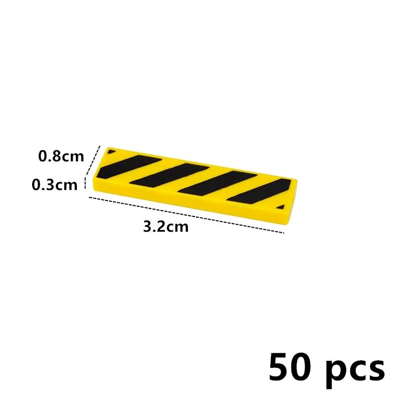 MOC Tile Smooth Printed 1x1 1x4 1x6 2x2 Assemble Particles 2431 3068 Flat Wood Grain Pattern Traffic Warning Bricks Accessories
