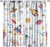 Kids Outer Space Curta, Universe Themed Earth Moon Rockets Stars Window Drapes, For Boys Girls Room Bedroom Living Room