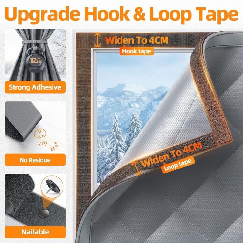 Window Insulation Kits for Winter Thermal Insulated Window Cover Insulated Curtain for Winter Window Blankets in Bedroom