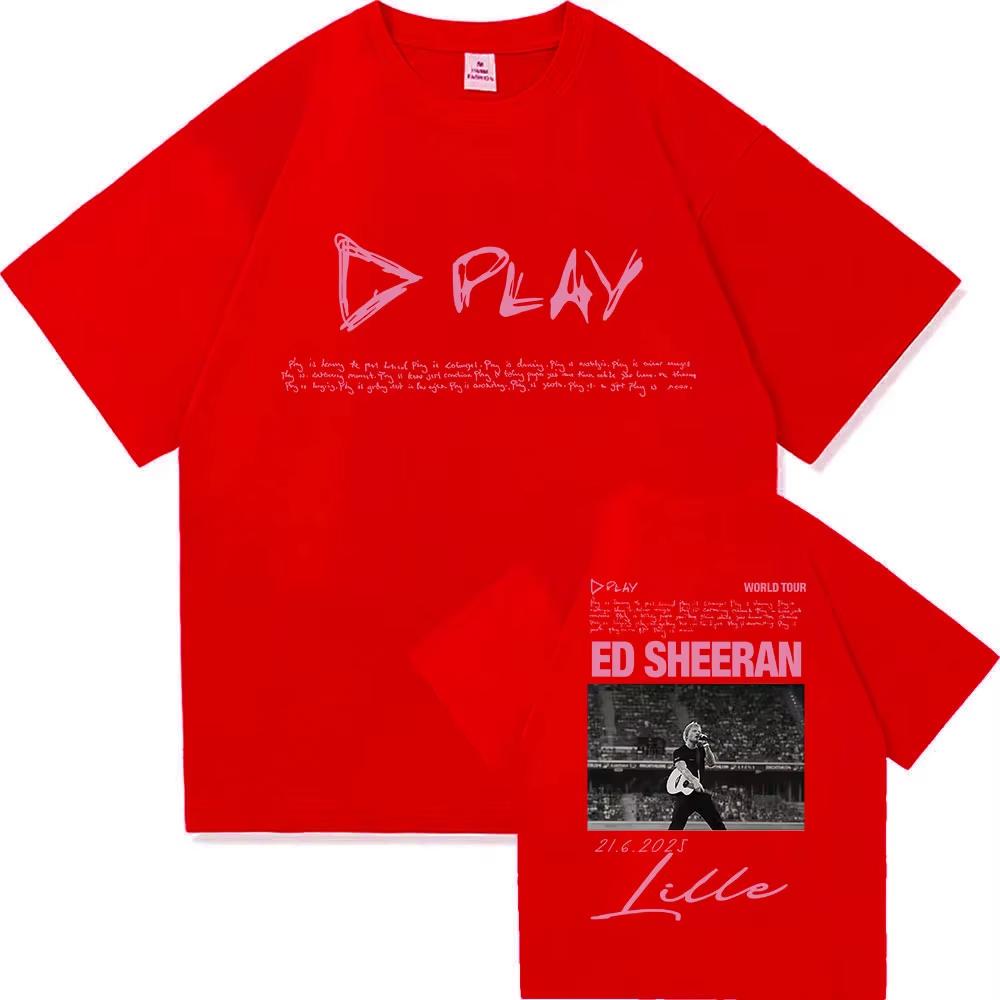 Rapper Ed Sheeran Play World Tour 2026 Graphic TShirt Mens Punk Hip Hop Short Sleeve TShirts Pure Cotton Tees Fans Streetwear