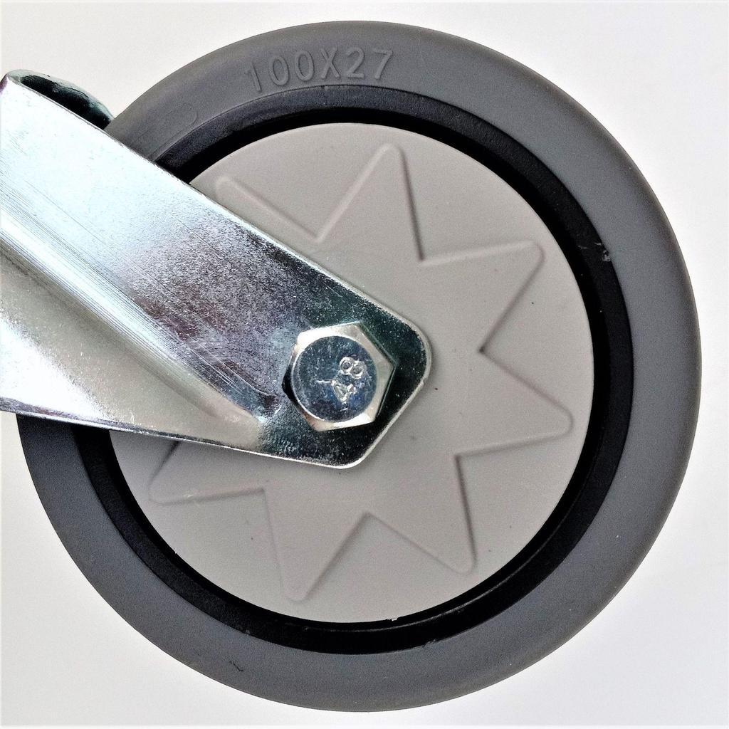 Grey Silent 4-inch Elastic Wheel Medium Square Caster for Carts