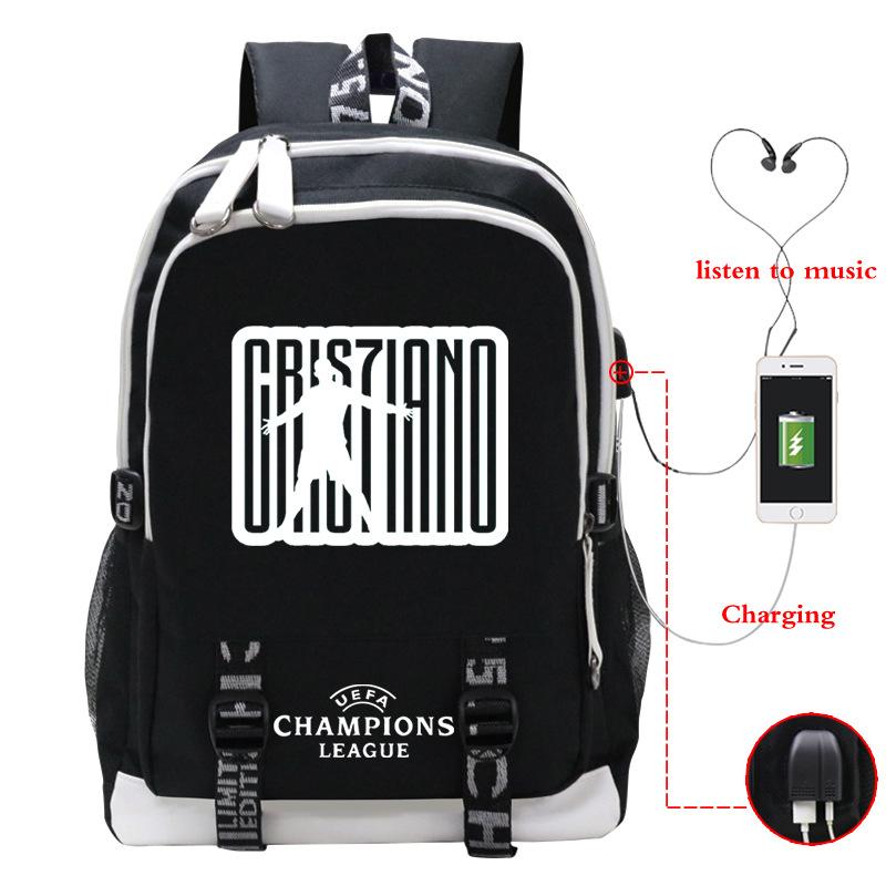 Football Player C Luo'S Peripheral Printed Primary And Secondary School Students Backpack Large-Capacity Leisure Travel Bag