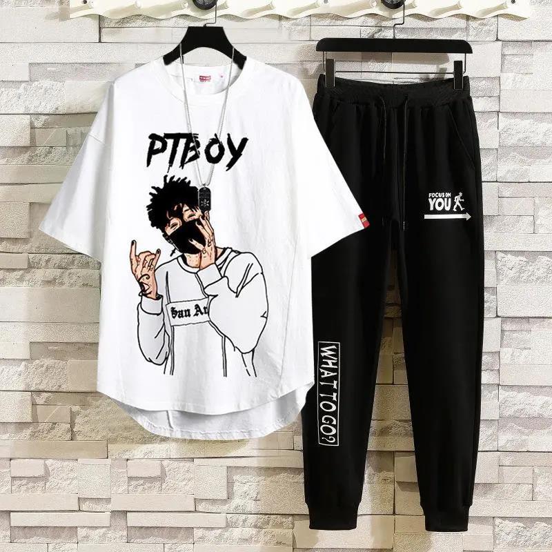 Abito a maniche corte da uomo Tuta sportiva estiva per il tempo libero  T-shirt + Pantaloni Tuta a due pezzi acquista in modo economico —  spedizione gratuita, recensioni reali con foto — Joom