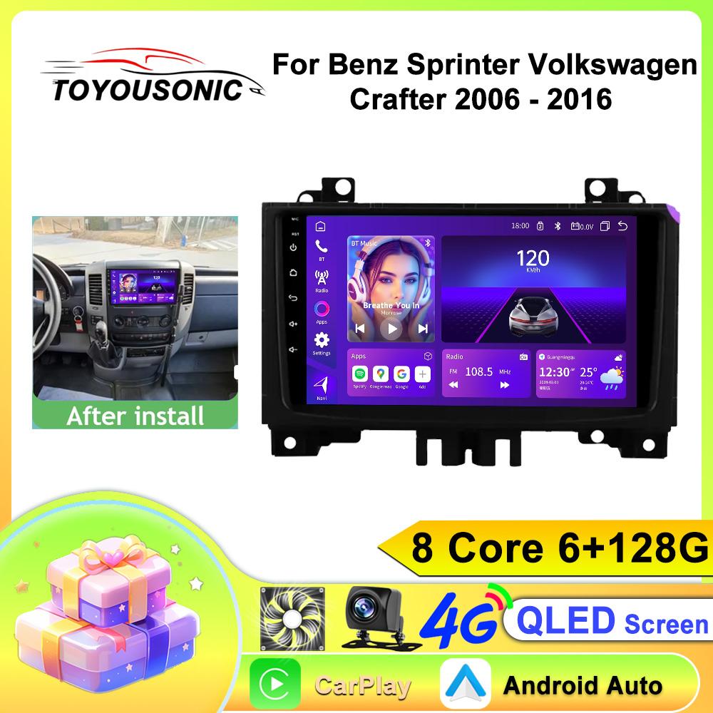 

Автомобильное радио Carplay для Benz Sprinter Volkswagen Crafter 2006 - 2016 Навигация GPS Android Auto Мультимедийный проигрыватель Стереоблок WiFi BT No 2din 4G 8 core 6GB+128GB