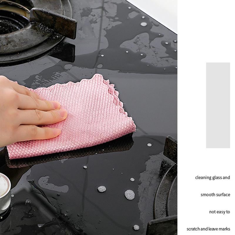 Fashion Glass Mirror Absorbent Glass Windows Dishcloth Bathroom Cleaning Towel Cleaning Tools.Multifunctional Home Kitchen Fish Scale Rag