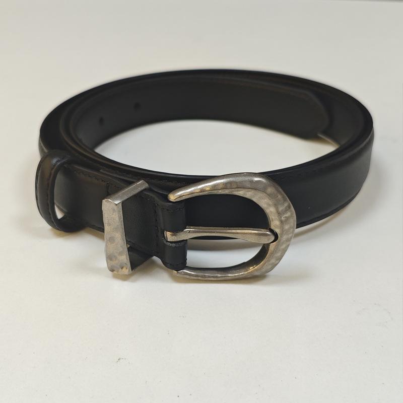 

elt ew leather zinc alloy buckle belt emale orean wave retro high-end simple and versatile belt 103*2.3cm (support customized size and color) чорний