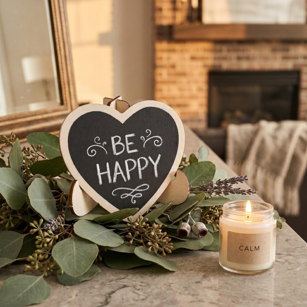 10 pcs MDF Pine Heart Shaped Black Message Board 2.9x2.8 in Heart Desktop Blackboard Black with Stand Mini Message Blackboard