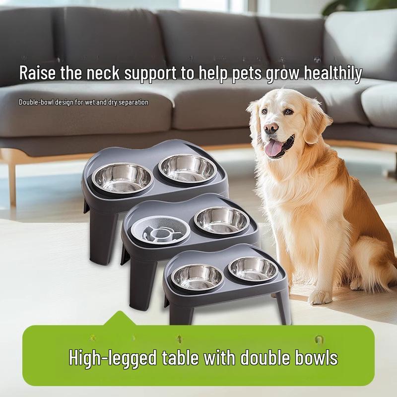 Stainless Steel Elevated Slow Feeder Dog Bowl for Large Breeds