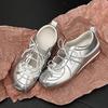 Bow Shallow Mouth German Training Shoes Women's 2025 New Comfortable and Lightweight Straps Hollow Mary Jane Single Shoes
