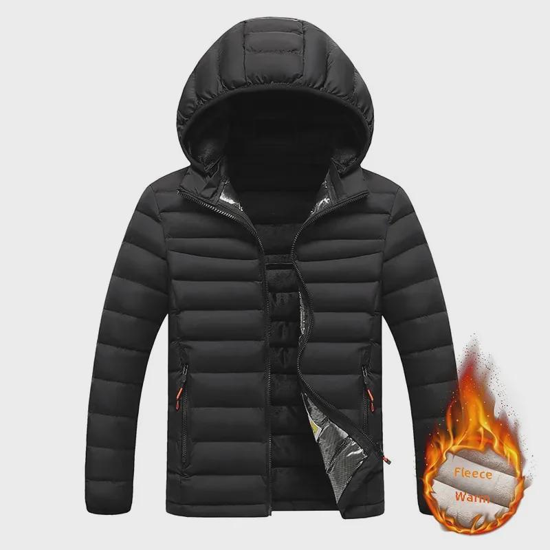 Herren 2024 Winter Slim Fit Baumwollmantel mit abnehmbarer Kapuze - Koreanischer Stil Lässig Trend mit Rippstrick-Design