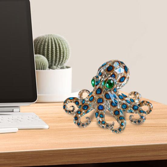 Blue-Ringed Octopus Figurine Animal Statue Realistic Looking Vivid Shape Octopus Resin Ornament Fish Tank Decoration