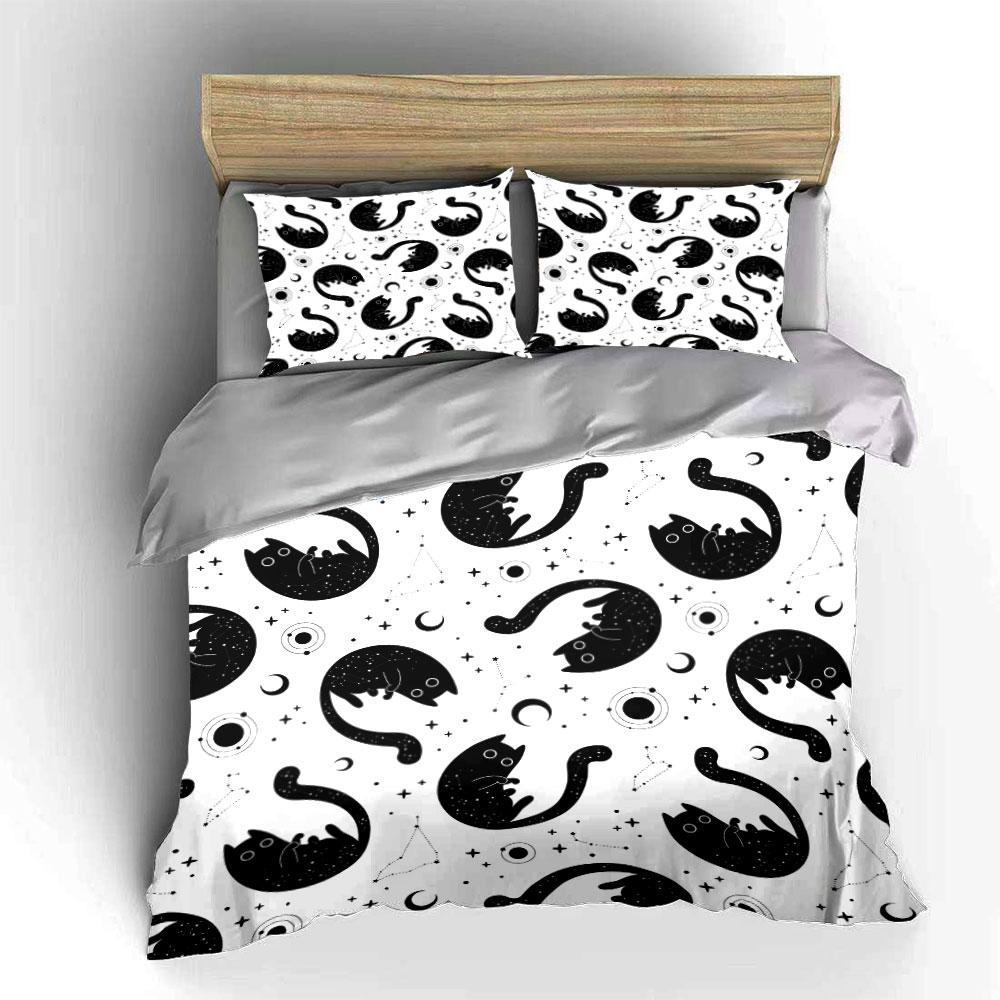 Cosmic Cat Themed Set Design  Kid'S And Adults' Bedroom Decor, Exquisite Three-Piece Bedding Set Gift