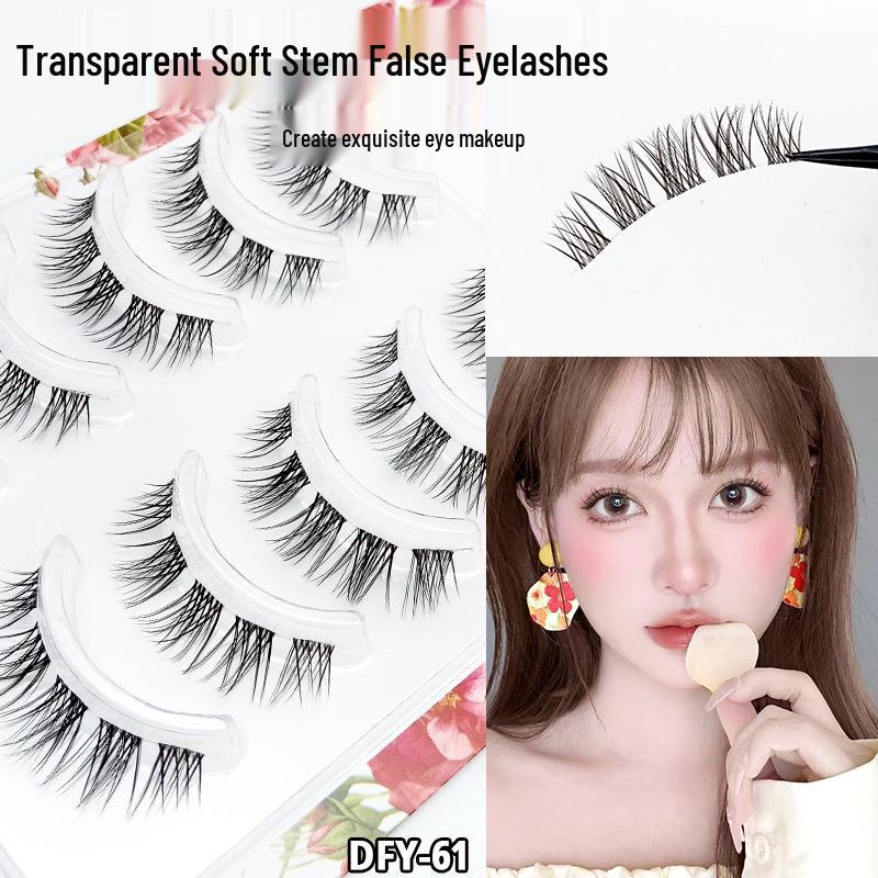 

DFY-61: Set of 5 Cross Style Transparent Soft Stem Eyelashes for Natural Comic Look