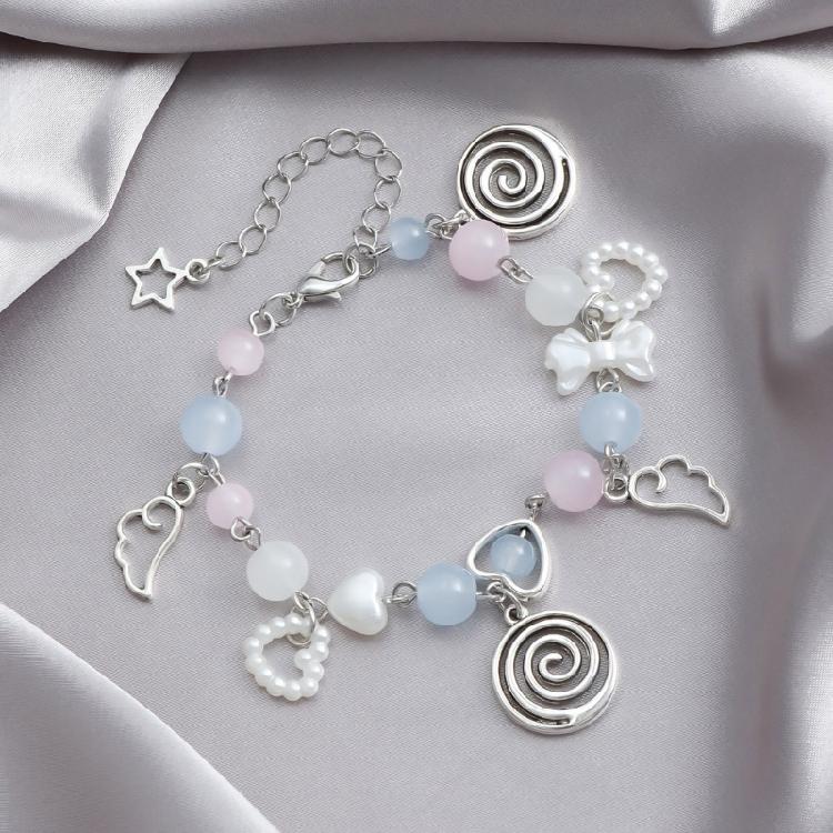 Unique Heart Bracelet for Women Korean Cute Tassels Angel Wing Pendant Bracelet