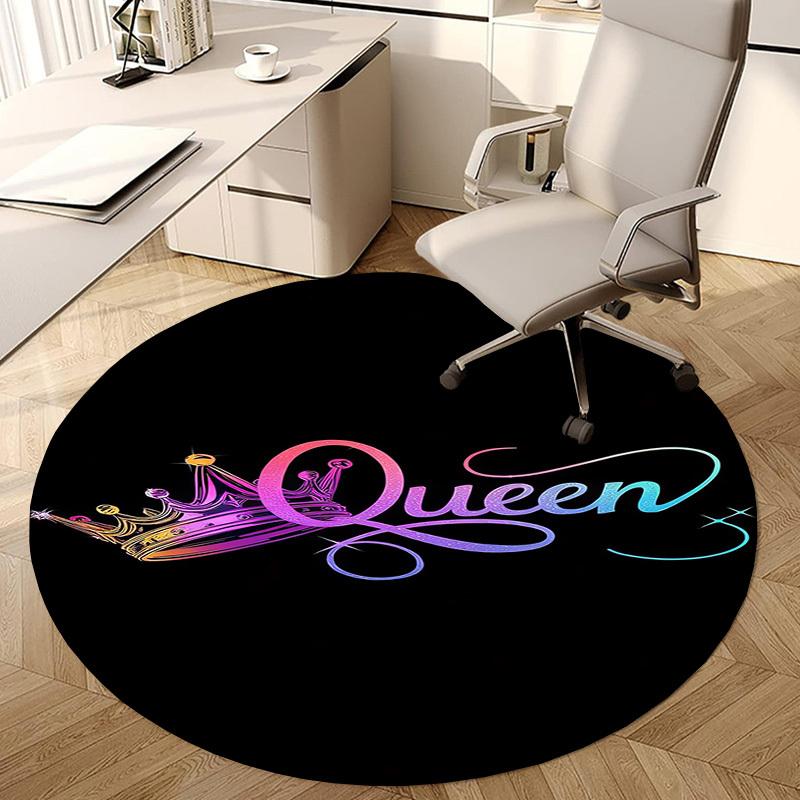 1pc Queen Crown Sparkle Round carpet, Perfect for Decorating Chairs, Living Rooms, Or Bedrooms, for Living Room.112
