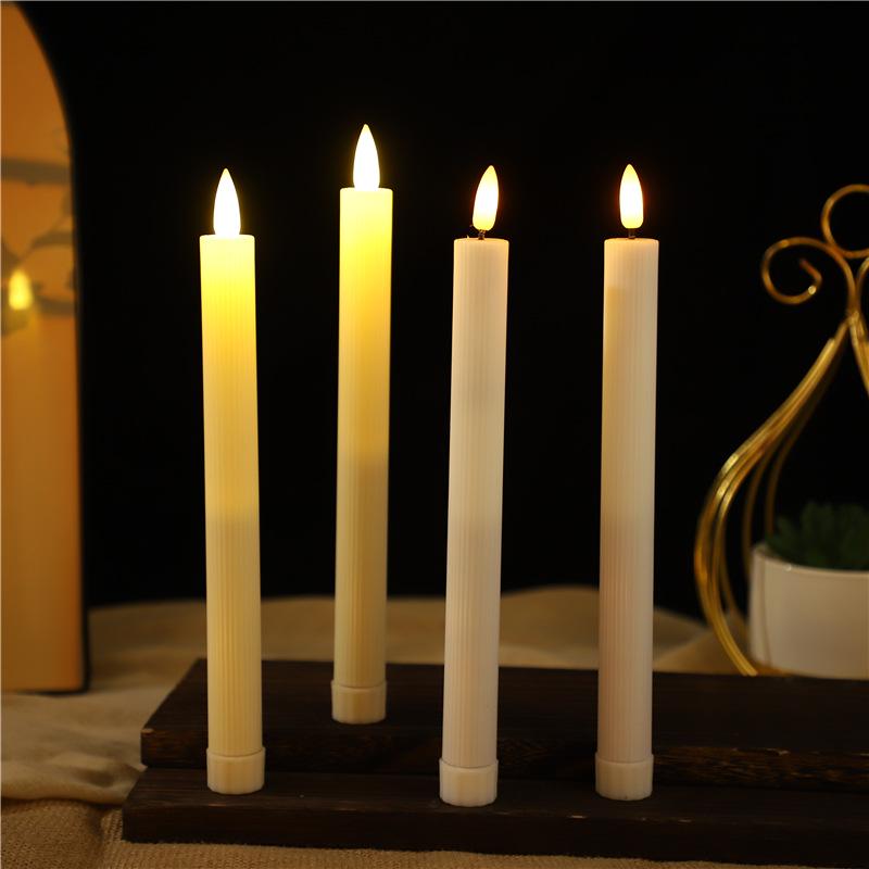LED Christmas Candle Light with Vertical Stripes for Wedding, Party, and Birthday Decorations