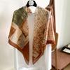 110Cm Retro Imitation Silk Cotton Texture Silk Scarf Spring and Summer Versatile Thin Shawl Women's Outer Breathable Neck Protector Large Square Scarf
