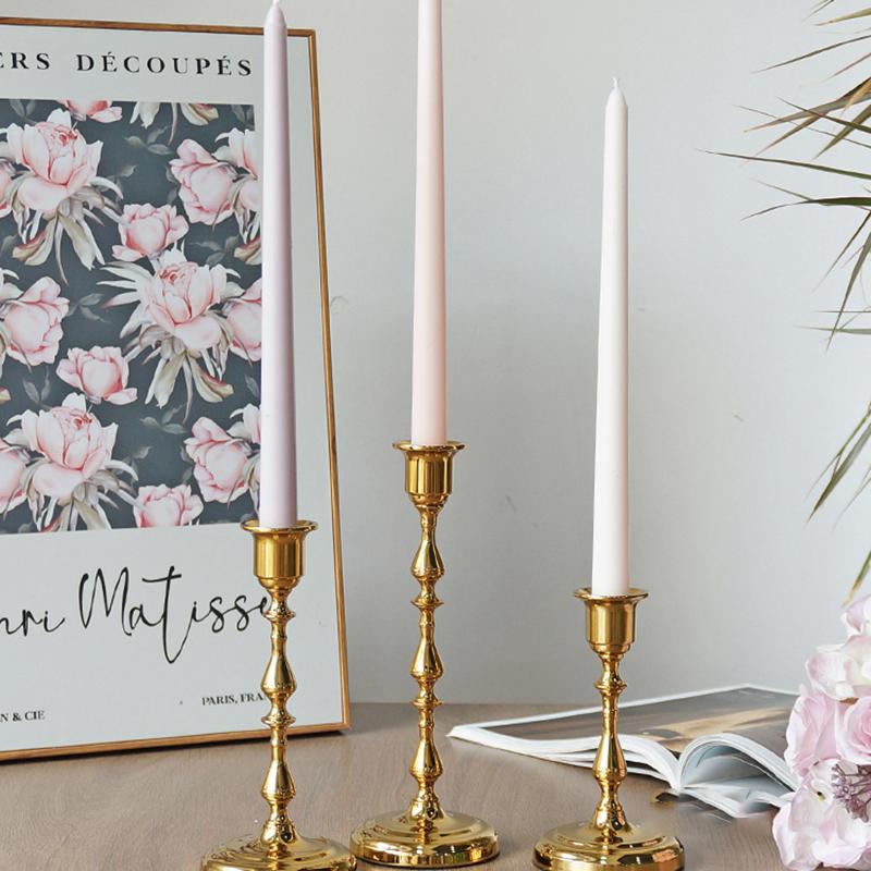 Vintage Messing Kandelaars Set van 3 Vierkante Basis Kaarsenhouders Home Tafelblad Bruiloftsfeest Decor Ornament