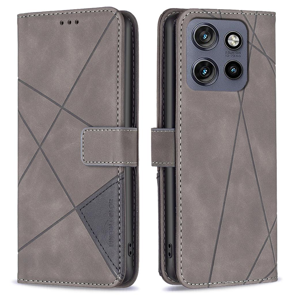 BINFEN COLOR For Motorola Edge 50 Neo 5G/Moto S50 5G/Thinkphone 25 5G Phone Cases Wallet Stand Geometry Imprinted Leather Cover