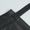 Vintage Dark PU Leather High-Waist A-Line Mesh Skirt