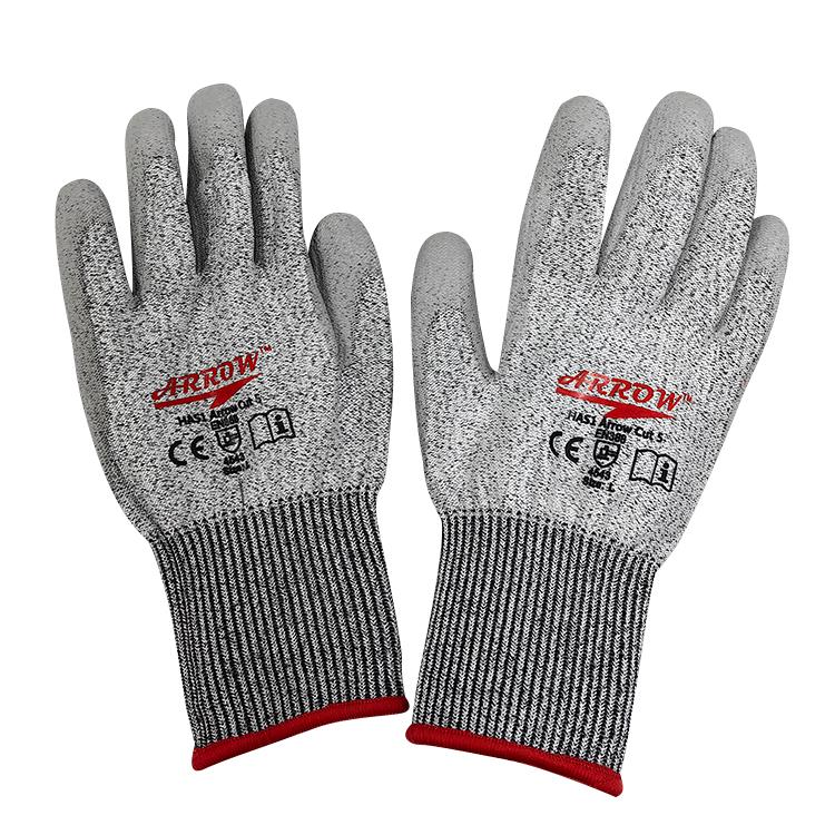 ALLESD Hot Sale Level 5 PU Palm Coated Cut Resistant Gloves for Hand Protection AG0148