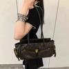 Y2K Style Large Bowling Bag Chic Boston Handbag Solid Color Motorcycle Crossbody Shoulder Bag Women's Vintage Underarm Bag