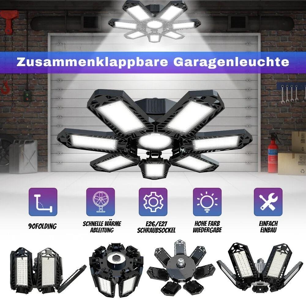 120w Led Garasjelys E26/e27 Supersterk Garasjebelysning Med Justerbare Paneler Deformerbar Pære Taklampe For Arbeid