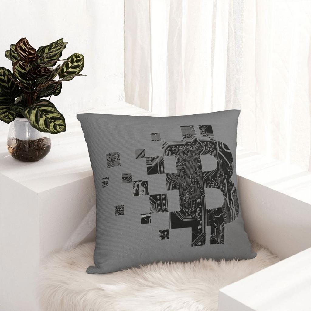 Bitcoin Blockchain Circuit Board Square Pillow Case Cushion Cover Vintage Decor Throw Pillow Case Cover For Car 45X45Cm