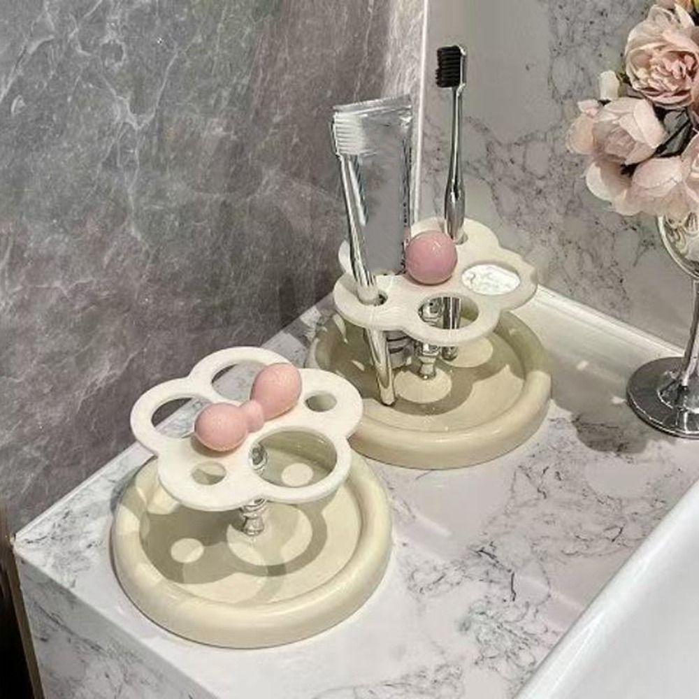 Cute Flower Toothbrush Holder Decorative Toothpaste Storage Rack Makeup Brush Storage Rack  Bedroom