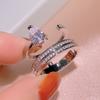 Europe and The United States New Multi Ayer Micro Set Zircon Ring Female Fashion Personality Big Stone Color Zirconium Ring