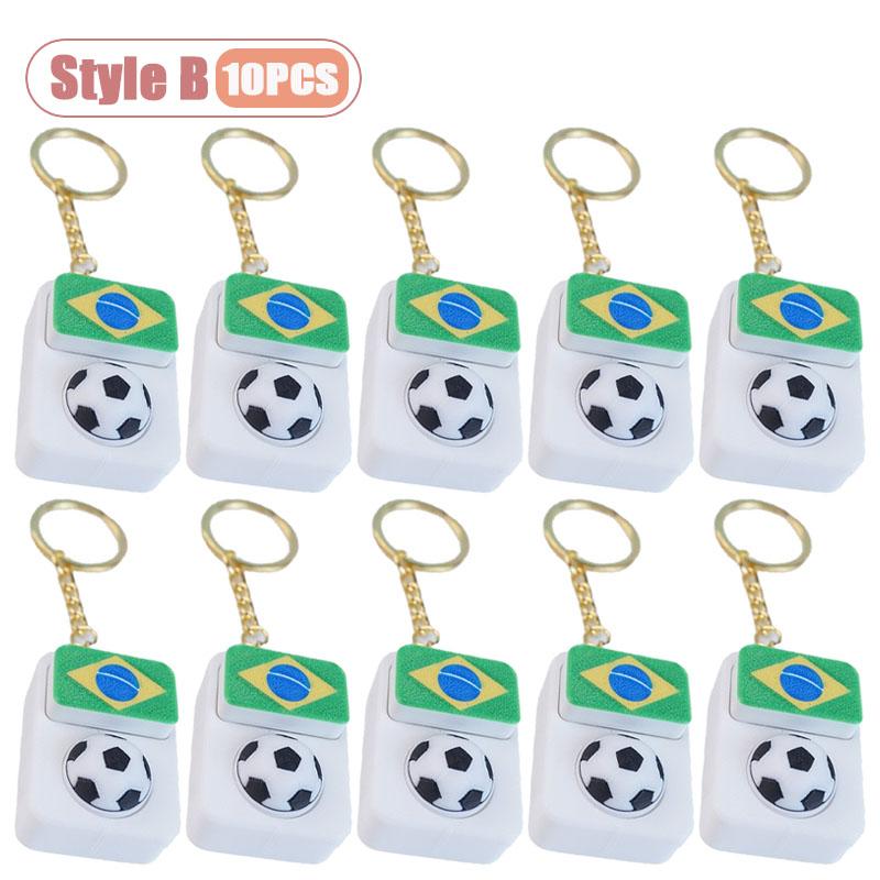 1-10PCS Soccer Fan Collectible Keychain Spinning Clicker Stress Relief Fidget Toy with Flag Pendant Memorial Gift