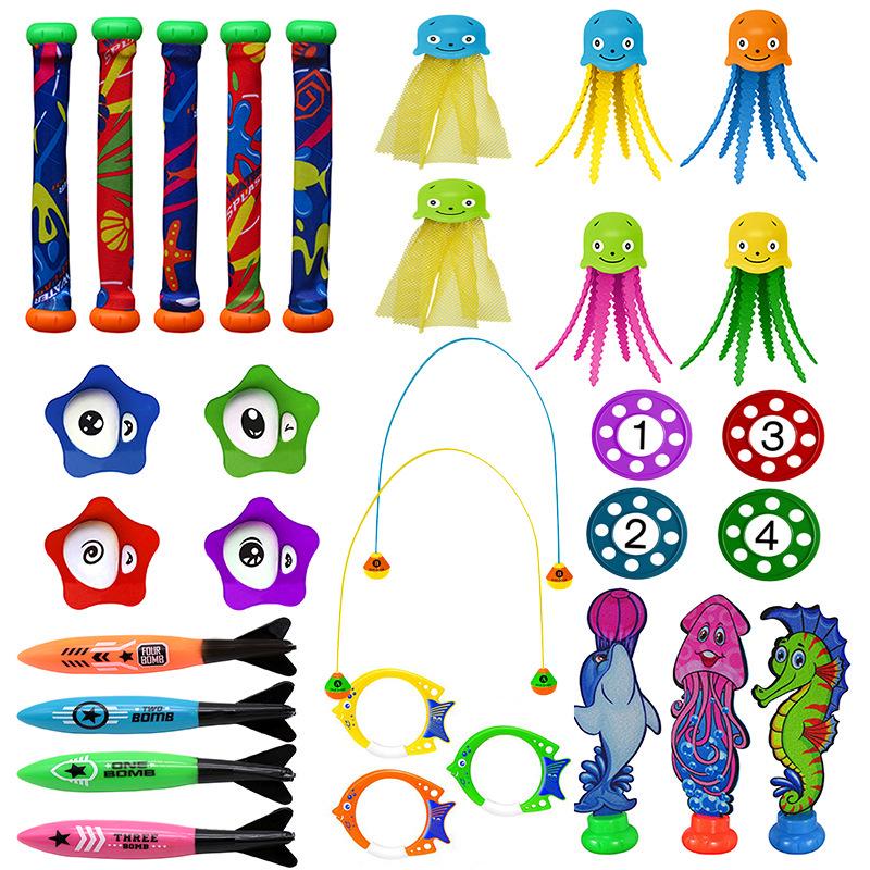 Cross-Border Diving Toy Set for Kids: Shark, Gem, and Fish Rings for Pool Fun