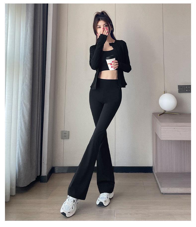 Women's High-Waisted Micro-Flare Athletic Pants for Fall – Leg-Lengthening Nude-Fit for Yoga, Tennis & Running