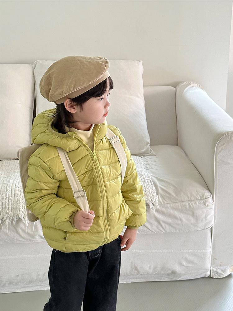 Piumino Leggero per Bambini: Capispalla con Cappuccio a Colore Unito per Bambini Piccoli