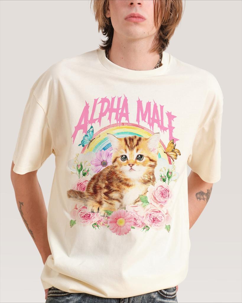 Tričko Alpha Male Kitten Unisex Vtipné Roztomilé Kočičí Grafické Tričko Duha Květinové Streetwear Krátký Rukáv Ležérní Oversized Top