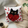 1Pc Valentine's Day black cat pillow cover, single-sided printed pillow sofa cover