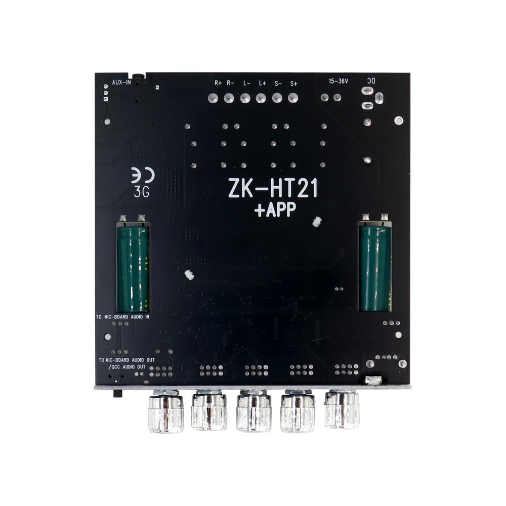 ZK-HT21 3G Bluetooth 5.0 Amplifier Module 2.1 Channel TDA7498E 160Wx2+220W Subwoofer Support AUX USB APP Control