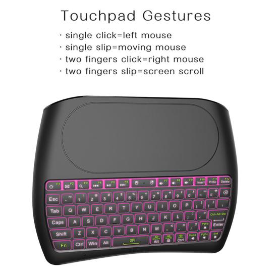 D8 Mini Colorful Backlight Wireless Keyboard Air Mouse Touchpad for Smart TV