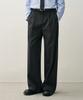 DRAW FIT Two-Tuck Wide Pinstripe Slacks [Charcoal]